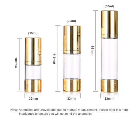توصیه می کنم 15ml 30ml 50ml بطری پمپ بدون هوا برای بسته بندی مراقبت از پوست با لوشن و سرم چاپ صفحه نمایش